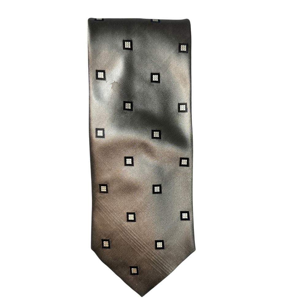 Mondo di Marco Tie‎ Mens 4" Taupe Bronze Geometric Square Silk Made in Italy